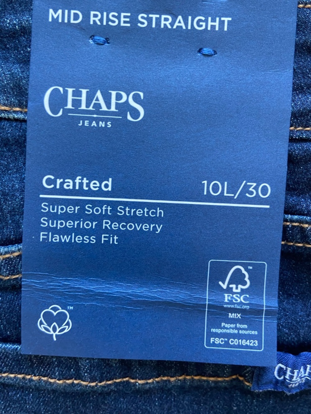 NWT Chaps Women Dark Indigo Straight Leg Jeans Sandee Super Soft Stretch 10L/30 - Picture 7 of 9